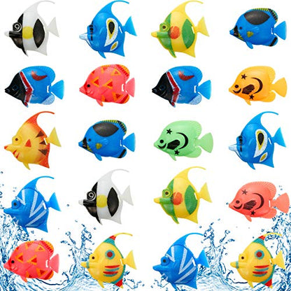 Weewooday 20 Pcs Artificial Moving Fishes Plastic Floating Lifelike Fish Tank Ornament Aquarium Decorations (Random Fish) - style: Random Fish