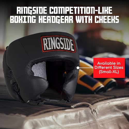 Ringside Competition-Like Boxing Headgear with Cheeks - color: Black, size: Small