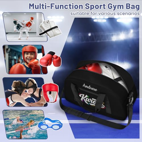 Custom Name Taekwondo Karate Duffle Bag for kids Boy Girls - Personalized Martial Arts Gear Bag - color: Karate Colorful
