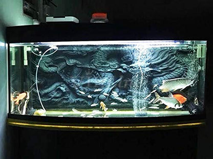 Dragon Relief Aquarium Background Poster PVC Fish Tank Decorations Landscape (48" x 24"/ 122 x 61cm) - size: 48" x 24"/ 122 x 61cm