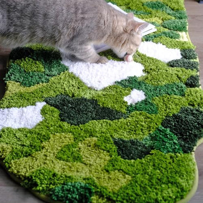 Moss Forest Bathroom Rug, Cute Cozy Green Plant Tufted Mat, Ultra Soft Microfiber, TPR Holder Backing, Absorbent Machine Washable, for Sink Bar, Shower and Bedroom, 19.7" x 31.5", Lawn - color: Lawn