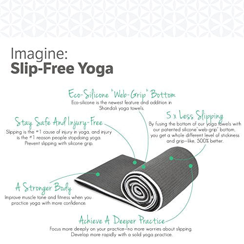 Hot Yoga Towel - Mat-Sized, Microfiber, Super Absorbent, Anti-Slip, Injury Free, 24" x 72" - Best Bikram Yoga Towel - Exercise, Fitness, Pilates Gear - color: Gray
