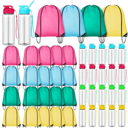 20 Sets 17oz Water Bottles Bulk and Drawstring Backpacks, Stylish - color: Stylish