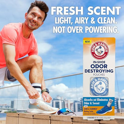 Arm & Hammer In-Shoe Odor Control Pouches, Moisture Absorbing, 4 Count