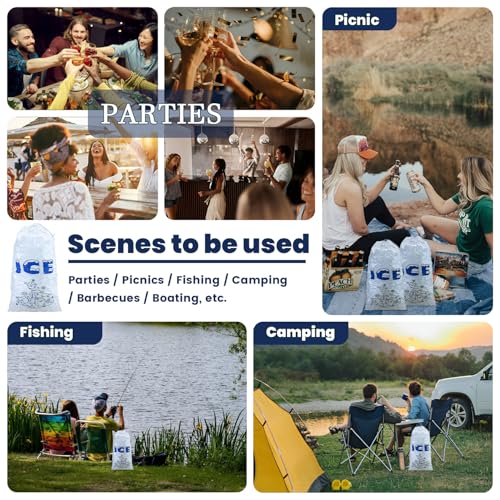 150 Pack Ice Bags 5lb with Drawstring Ice Bags for Ice Machine Thick Plastic Bags for Ice Reusable Ice Storage Bags Portable Heavy-Duty Ice Cub Bags for Freezer, 5LB - style: 5 lb