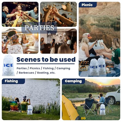 150 Pack Ice Bags 5lb with Drawstring Ice Bags for Ice Machine Thick Plastic Bags for Ice Reusable Ice Storage Bags Portable Heavy-Duty Ice Cub Bags for Freezer, 5LB - style: 5 lb
