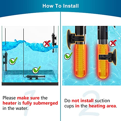 Aquarium Heater Adjustable 50W Submersible Fish Tank Heater with Electronic Chip Thermostat Suitable for Marine Saltwater and Freshwater - size: 50Watt
