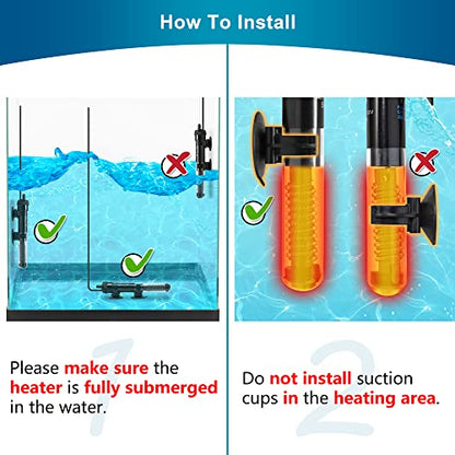 Aquarium Heater Adjustable 50W Submersible Fish Tank Heater with Electronic Chip Thermostat Suitable for Marine Saltwater and Freshwater - size: 50Watt