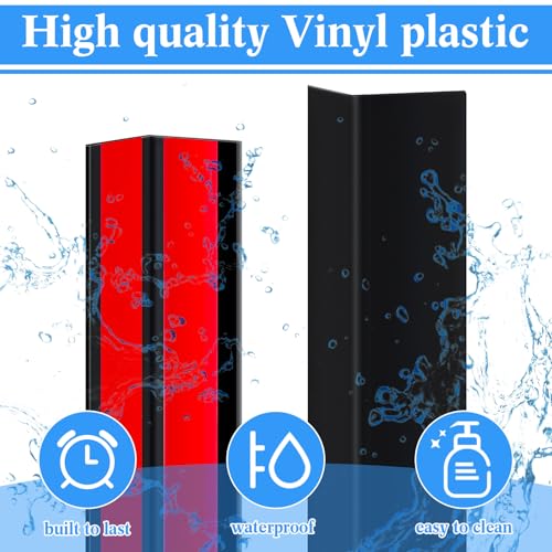 10 Pcs Wall Corner Protector Guards with Self Adhesive, 1-1/2 x 48 Inches, Black Vinyl Corner Trim Molding Plastic for Wall Furniture Door Cabinet Table Edge, Avoid Scratching, Easy Install