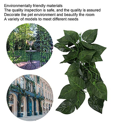 Pssopp Lifelike Plant Decorative Hanging Silk Terrarium Plant with Suction Cup for Reptile Rainforest Box Aquarium Landscape(NFF‑82)
