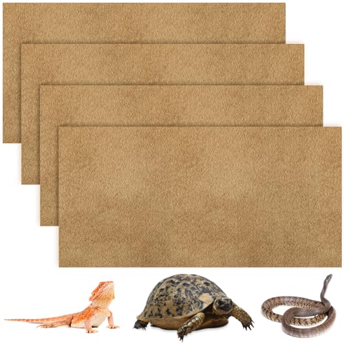4 Pcs Reptile Carpet Pet Terrarium Floor Liners Bedding Substrate Liner Supplies Reptile Cage Mat Tank Accessories for Lizard Bearded Dragon Tortoise Snake Leopard (47 x 24 Inch, Coffee) - color: Coffee