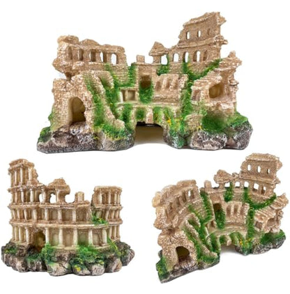 Antique Roman Column Ruins Aquarium Decor, Greek Aquarium Decorations, European Castle&Underground Roman Column Fish Tank Cave, Large Rock Cave Hideout, Safe for Freshwater & Saltwater Tanks