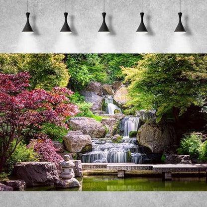 Waterfall Aquarium Background Kyoto Garden Style Terrarium Background Forest Huge Rocks Fish Tank Background Falls Stream River Aquarium Backdrop Waterfall Reptile Habitat Background 36x18in - color: Purple Green, size: 36(W)x18(H)in