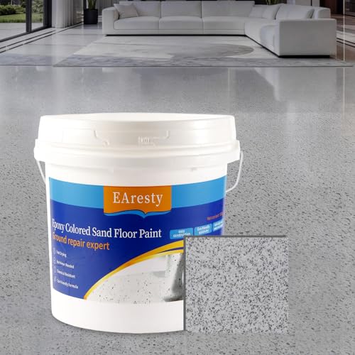 Epoxy Colored Sand Floor Paint, Epoxy Floor Paint For Concrete, High-Gloss Self-Leveling Epoxy Coating, Wear-Resistant & Non-Slip Marble Effect Finish, for Interior & Exterior Surfaces (Cambrian Rock Gray,176.36 oz)