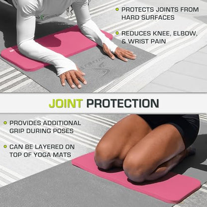ProsourceFit Extra Thick Yoga Knee Pad and Elbow Cushion 15mm (5/8”) Fits Standard Mats for Pain Free Joints in Yoga, Pilates, Floor Workouts - color: Pink