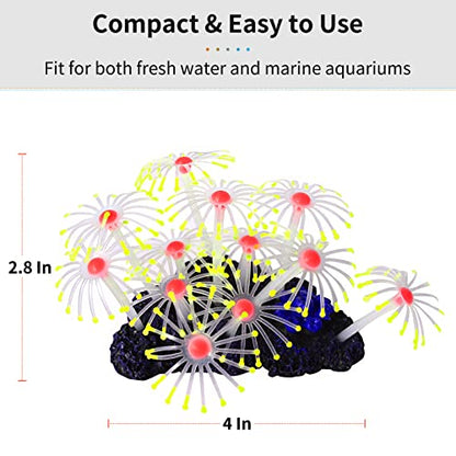 Uniclife Glowing Effect Artificial Coral Plant for Fish Tank, Decorative Aquarium Ornament (Yellow)