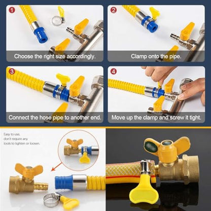 16-Pack Mixed Pack Yellow Stainless Steel Hose Clamps, Adjustable Thumb Screw Key Type Clamps, (8-12mm, 13-19mm, 18-32mm,32-44mm) Size 4pcs each