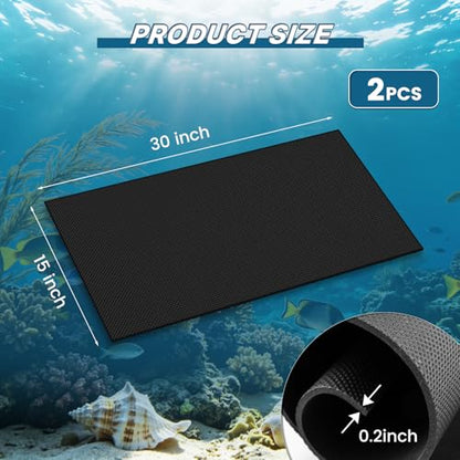 15 x 30 x 0.2 Inches Aquarium Leveling Mat, 2PCS Neoprene Non-Slip Shockproof Fish Tank Pad Waterproof Textured Surface for Uneven Surfaces Durable Fish Tank Mat with Easy-Cut Edges