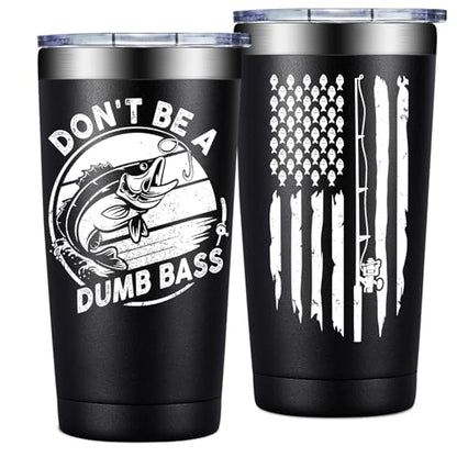 Grifarny Fishing Gifts for Men - Fathers Day Gift for Fisherman - Fishing Gifts for Husband, Dad, Boys, Grandpa - Fish Tumbler Cup 20 Oz - color: Fishing Gifts Black