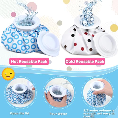 Honoson 4 Pack Reusable Ice Bags Hot Cold Bag Leakproof,Stylish Style | Reusable Ice Pack, Ice Bags Hot Water Bag,Screw Cap No-Leak Elastic Breathable for Sports & Home Use,Wide Opening Easy Fill - style: Stylish