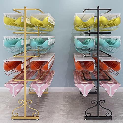 Shelf 4 Layer Metal Bras/Panties Organiser Holder, Large Capacity Tank Tops/Camisoles Display Rack For Bedroom Closet/Boutiques, With Anti-Slip Foot Pad，Black 100x45x150cm