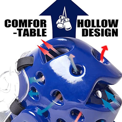 Youth & Adults Taekwondo Headgear – Adjustable MMA Helmet with Removable Face Shield & Ultra-Soft Padding for Kickboxing, Muay Thai, Combat Training - color: BLACK, size: Large