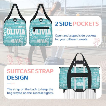 Custom Named Dance Ballet Bag, Dark Turquoise Blue Solid Color - color: Blue