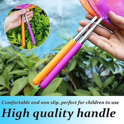 2 Pack Insect Catching Nets, Telescopic Stainless Steel Pole, Fishing Nets,Butterfly Nets, Nature Exploration Toys for Kids Outdoor Playing