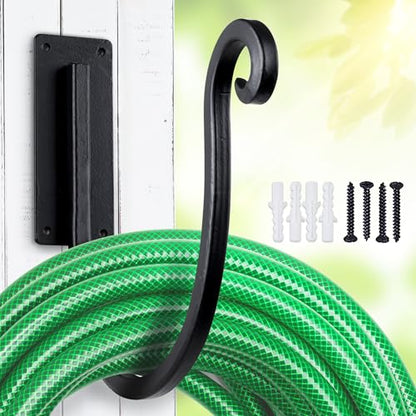 Hose Holder Wall Mount （Metal/8-Inch） Heavy-Duty Garden Hose Hanger Outdoor, Hand-Forged Hose Rack Mount - color: A-1PC