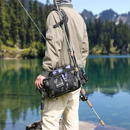 Sougayilang Fishing Tackle Bags with 3600 Tackle Tray - Fishing Tackle Storage Bags for Saltwater or Freshwater Fishing Gear - Padded Shoulder Strap - Tackle Box Bag Fishing Bag(Green) - color: Green with a 3600 Tackle Tray