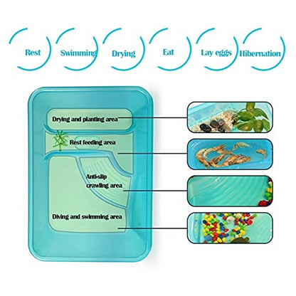 Turtle Tank Aquarium, Turtle Habitat Reptile Plastic Terrarium Safe Durable, Tortoise Tank with Lid Prevent Climbing Escaping (Medium) - size: Medium - 16.9x11.8x6.3 Inch