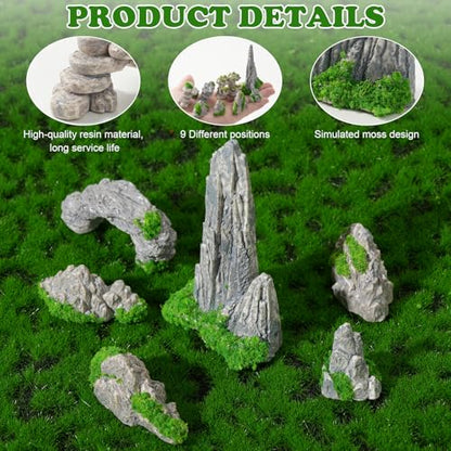 27 Pcs 9 Styles Zen Garden Accessories, Miniature Rockery Decoration Mini Garden Accessories for Micro Landscape Decoration Bonsai Ornament Plant Pot