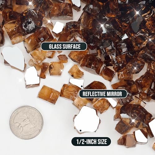 Skyflame High Luster 10-Pound Fire Glass for Fire Pit Fireplace Landscaping, 1/2-Inch Copper Reflective