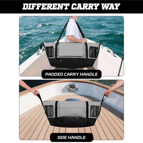 Insulated Fish Cooler Kill Bag with Flat Bottom-25x17.5 40x16 60x20Inches Waterproof Fishing tackle Kill Cooler Bag - color: Light Grey-40x16x10