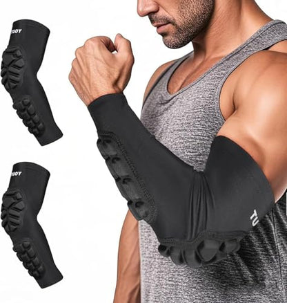 Youth Padded Arm Sleeve Elbow Forearms Commpression Pads Protection for Football Basketball Volleyball - size: XX-Large