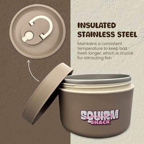 Insulated Live Bait Storage - Stainless Steel, Compact, Durable, Keeps Bait Fresh and Alive (Large) - size: Large