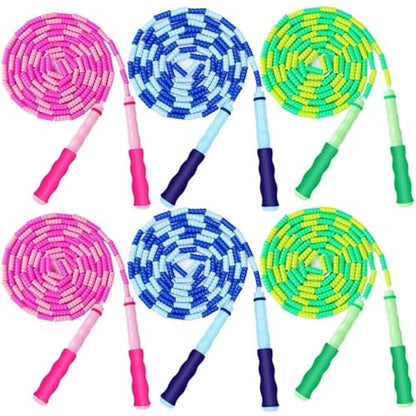 GRAWUN Jump Rope For Kids, Soft Beaded Jump Rope, Adjustable Length Tangle-Free Segmented Soft Beaded Skipping Rope，for Women, Men and Kids Keeping Fit, Workout and Weight Loss - color: 6 Pack