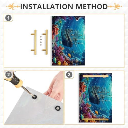 Undersea Vanity Tray,Bathroom Tray,Jewelry Storage Dresser Tray Kitchen Sink Toilet Tank Tray Organizer for Candle Plant Perfume Shampoo Towel Home Decor 7.87 * 11.81in 2010999