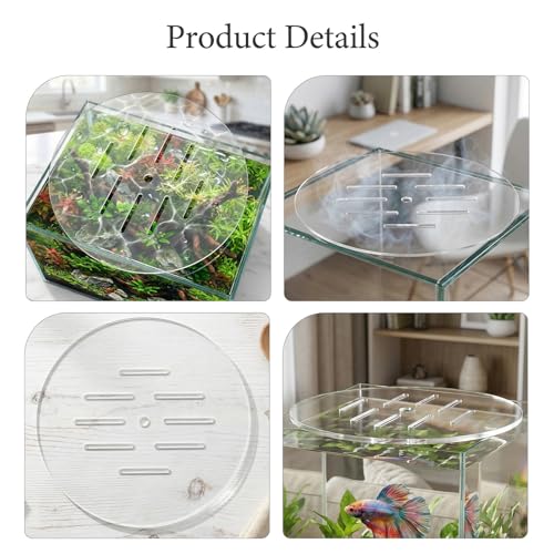 2pcs Acrylic Aquarium Lid: Round Fish Tank Anti-Jumping Cover with Hole, Transparent Plate for Preventing Fish Reptile Turtles Jumping Out Aquarium