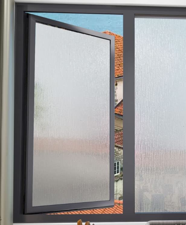 Danodoi 17.7'' x 157'' Window Privacy Film Brushed Pattern Frosted Glass Window Film Opaque Window Stickers Self Static Cling Decorative Window Cling Bathroom Door Covering Heat Blocker