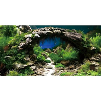 AWERT 36x24 inches Arch Stone Aquarium Background River Bed & Lake Aquarium Vinyl Background Aquatic Plant Fish Tank Background
