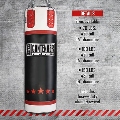 Contender Fight Sports Leather Boxing Punching Heavy Bag (Filled), 150-Pound - size: 100lbs