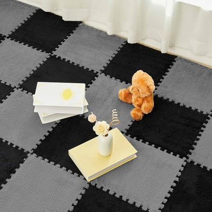 Amylove 36 Pc Foam Interlocking Carpet Tiles,Black, Gray - color: Black, Gray