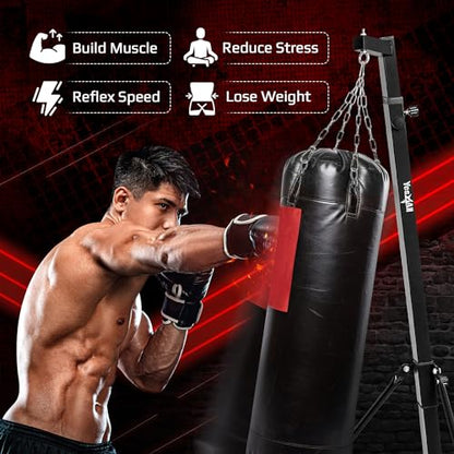 Yes4All Punching Bag Hanger, Stainless Steel Swivel Chain with 4 Snap Hooks for Heavy Bag, Gym Swing, Trapeze, and Hammock - color: Foldable Punching Bag Stand