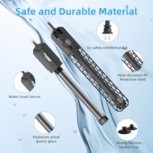 Aquarium Heater for Fish Tank: 100W/200W/300W/500W Submersible Fish Tank Heater with Over-Temperature and Off-Water Protection for 40-75 Gallon Saltwater and Freshwater - size: 300W(40-75gallon)