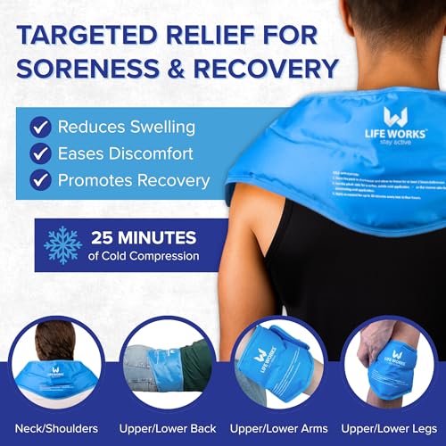 Gel Neck Ice Pack Wrap, Reusable Hot & Cold, Shoulder, Back, 23"