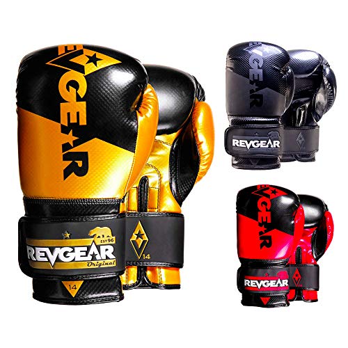Revgear Pinnacle Boxing Glove | Entry Level | Comfortable & Stylish - color: Gold/Black, size: 12OZ