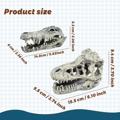 WishLotus Skull Aquarium Hides Decor, Resin Crocodile Fish Hideout for Little Shrimp Betta Goldfish and Reptiles (Crocodile Head)