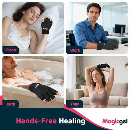 Magic Gel Hand Ice Pack Gloves - Cold Compress Cooling Gel Ice Gloves - Wrist Wrap or Hot Compress - Sports Packs for Hands - Dual Hand Heat Packs - 1 Pack - size: 1 Pack - Ice Glove Pack