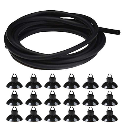Aquarium 3/16 inch Standard Airline Tubing, Black, 25 Feet | With Suction Cups, For Aquariums, For Terrariums